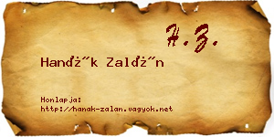 Hanák Zalán névjegykártya